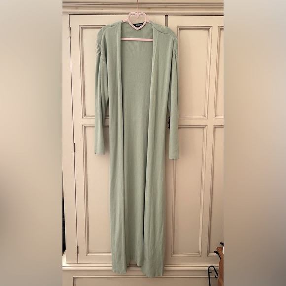 Missguided Size UK 10 Co-per Maxi Sage Green Cardigan With Belt 💚 RRP £35 - Picture 4 of 5